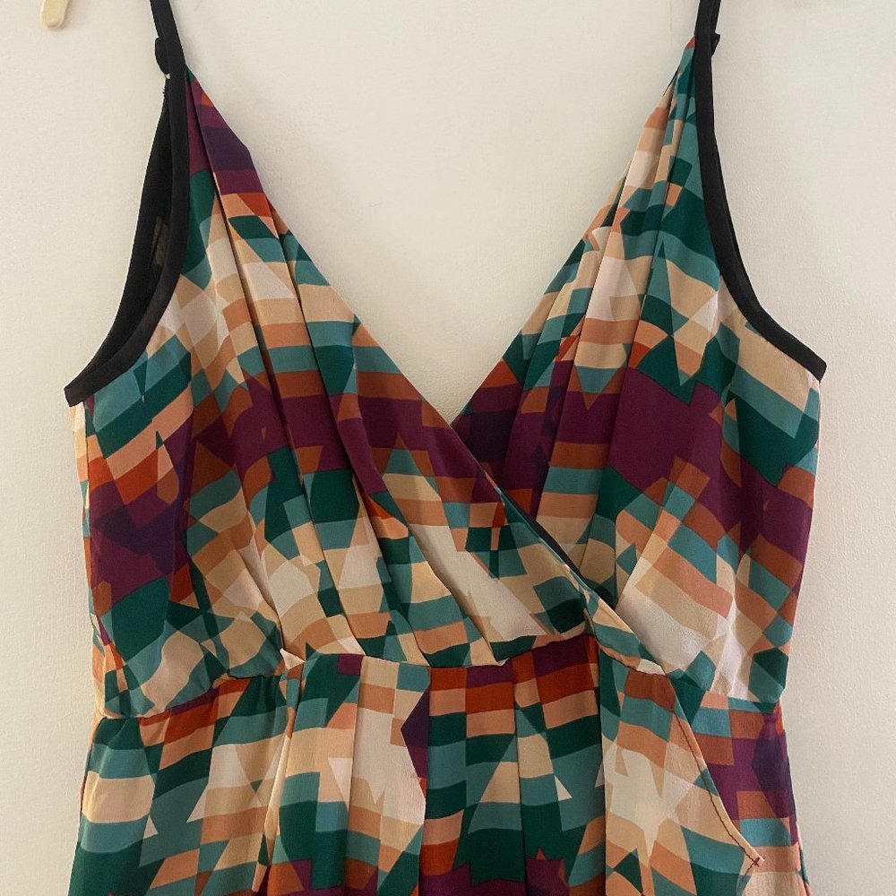Line and Dot Geometric Print Dress Size L